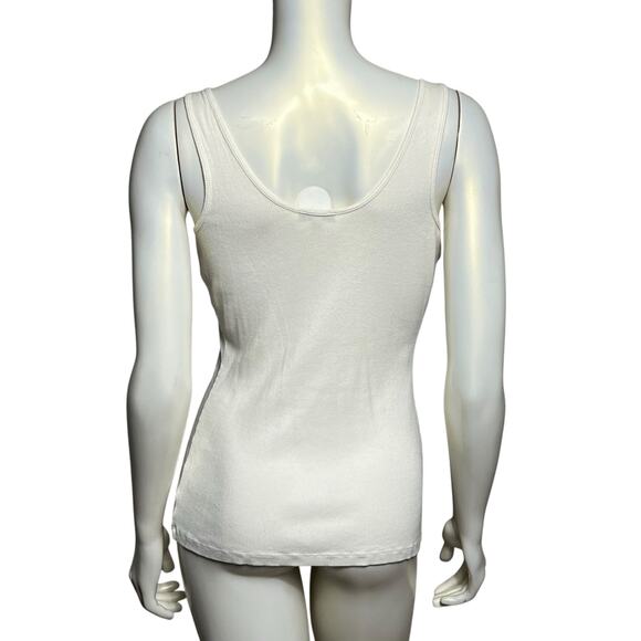 Express White Ribbed Tank Top Silver Sequin Cascade Detail Scoop Neck Size L - Picture 3 of 10